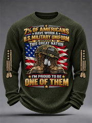 Men's U.S. Veterans Day Print Waffle Long Sleeve T-Shirt