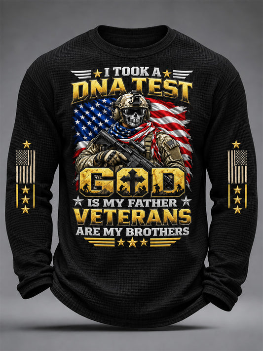 Men's U.S. Veterans Day Print Waffle Long Sleeve T-Shirt