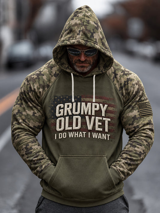 Men's Veterans Day Camouflage Print Casual Hoodie