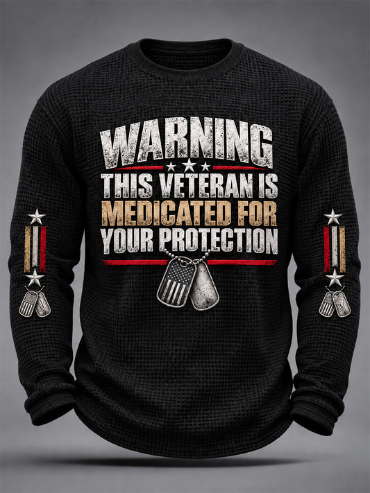 Men's U.S. Veterans Day Print Waffle Long Sleeve T-Shirt