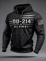 Men's Veterans Day DD-214 Alumni US Flag Print Casual Hoodie
