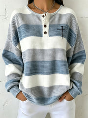 Women's Christian Art Striped Cross Sweatshirt