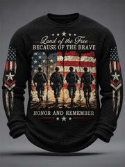 Men's  U.S. Veterans Day Print Casual Waffle Long Sleeve T-Shirt