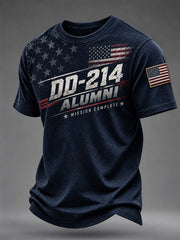 Men's Veterans Day DD-214 Alumni US Flag Print Casual Tee