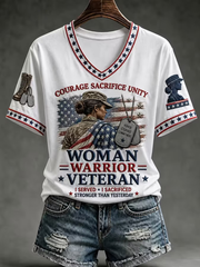 Women's U.S. Veterans Day Printed short-sleeved T-shirt