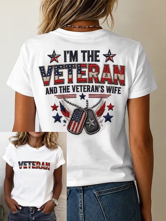 Women's U.S. Veterans Day Printed short-sleeved T-shirt