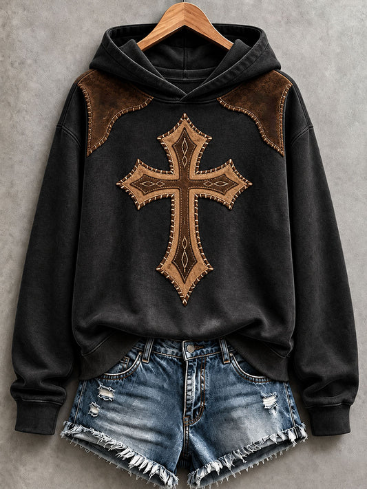 Women's Christian Art Cross Hoodie