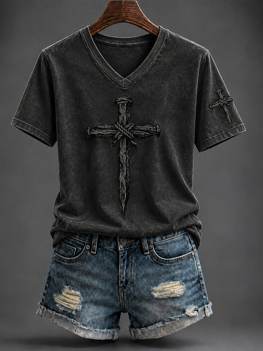 Women's Faith Printed V-neck T-shirt