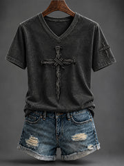 Women's Faith Printed V-neck T-shirt