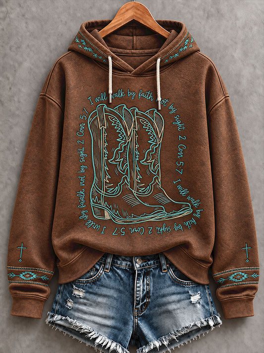 Women's Western Faith Lover Printed Hoodie