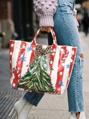 Women's Striped Christmas Tree Handbag