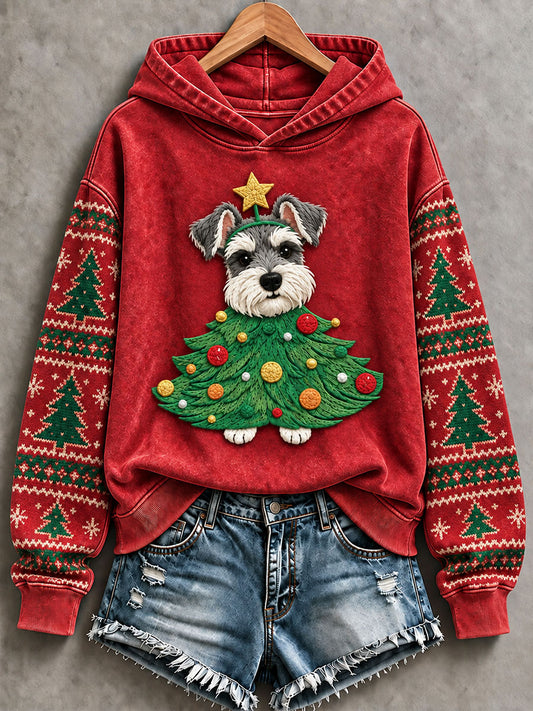 Women's Christmas Tree Schnauzer Regular Sweatshirt